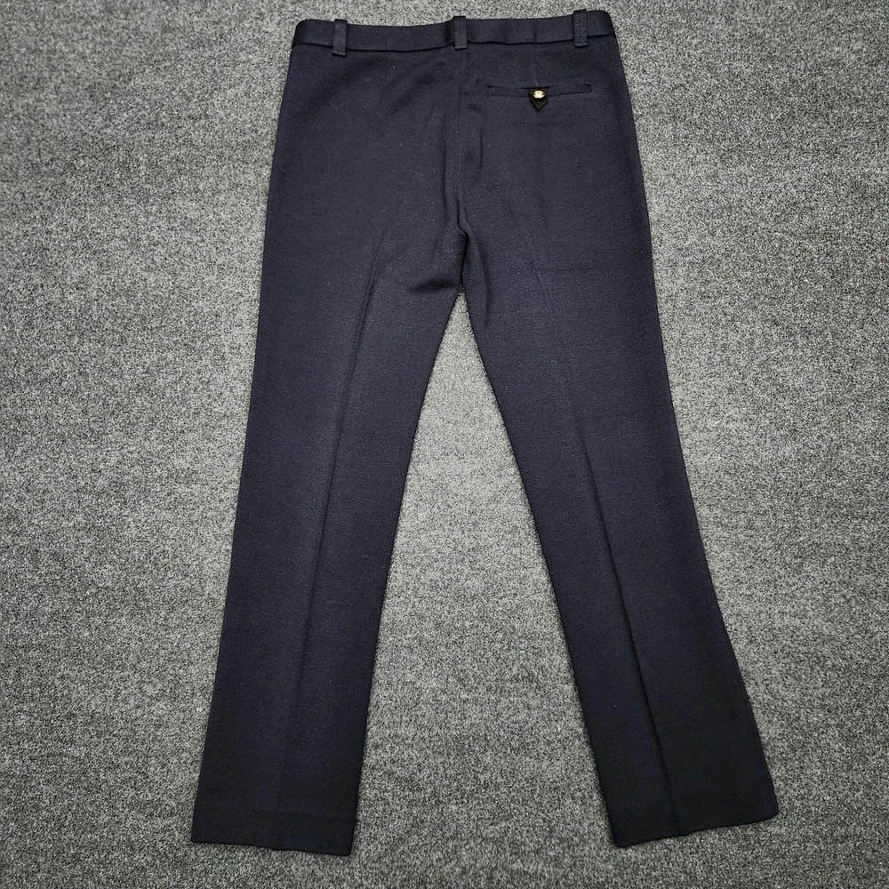 Tory‎ Burch Pants Womens 0 Blue Wool Blend Straight Leg Creased Pants Trousers
